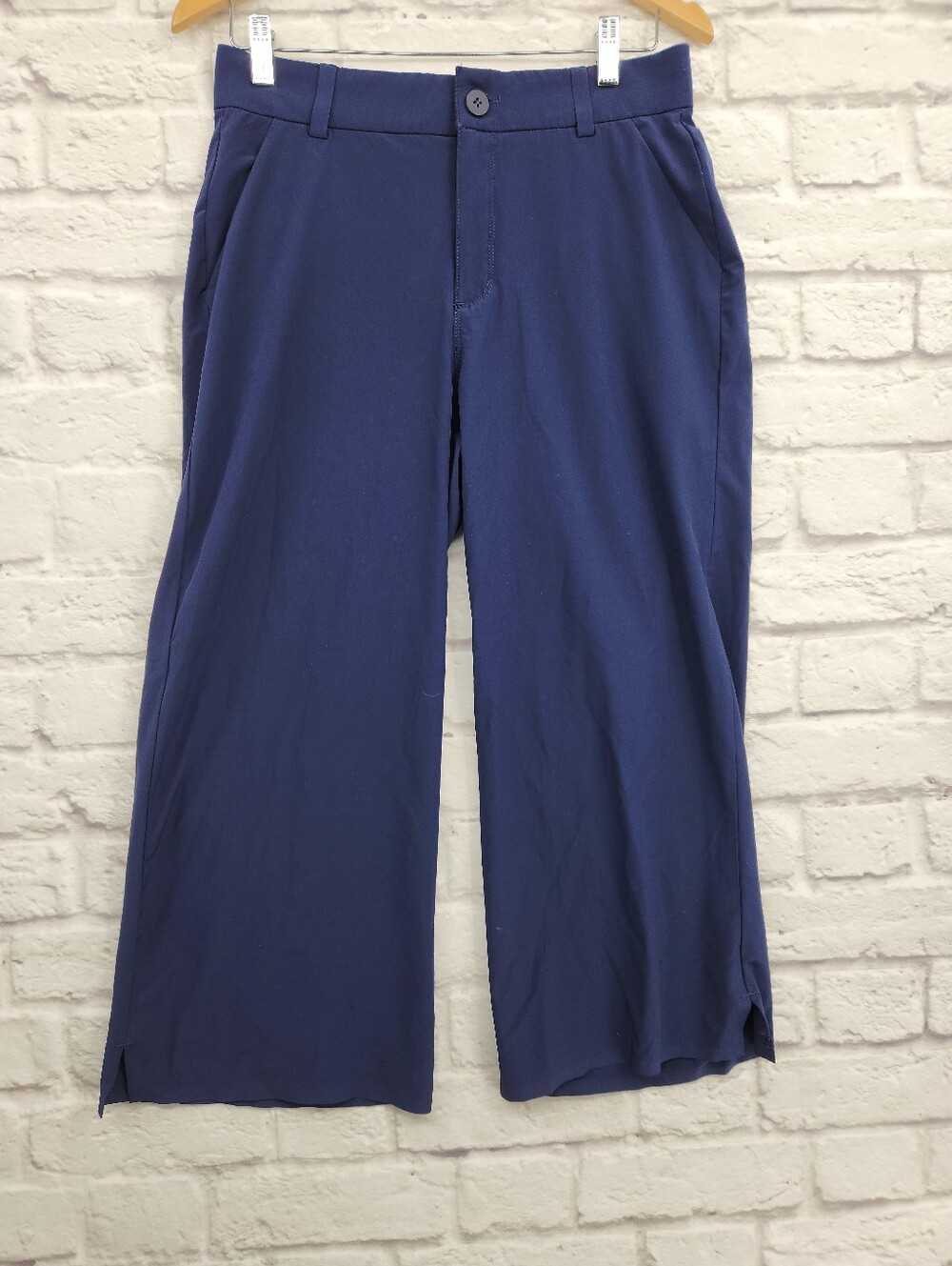 Duluth Trading Co Navy Wide Leg Crop Pants Women's Size 6 Regular Stretch Travel